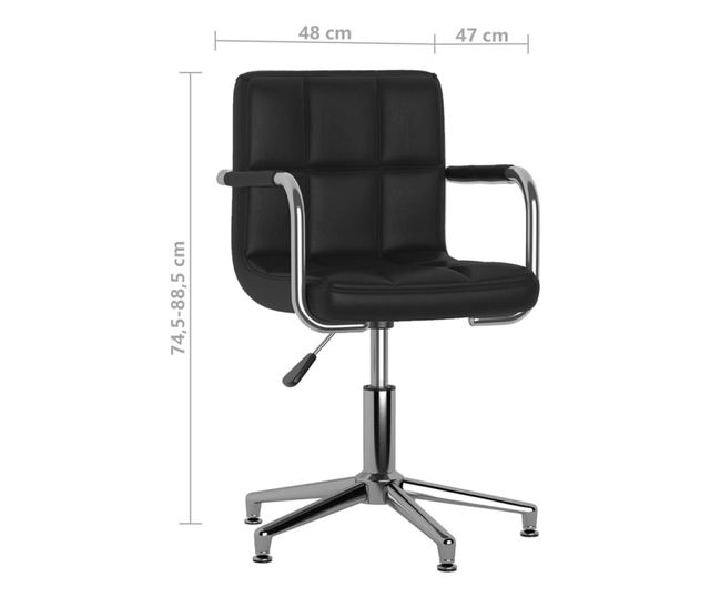 Okretni kuhinjski stolac, crn, ekološka koža