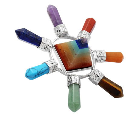 Piramida Orgonica multicolora, GlowforHome, protectie wi-fi, radiatii electromagnetice, EMF, 7 tipuri cristale jasp rosu, carneo