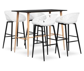 Set bar namještaja, 5 komada, crna i bijela