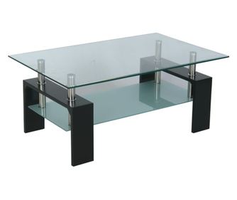 Masuta de cafea Nitro, sticla + MDF, neagra, 100x63x45 cm,