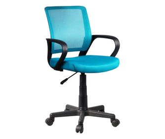 Scaun de birou ozz, pentru copii, 53x56,5x81-93 cm, stofa si plasa, foarte reglabil, albastru, cu cotiere