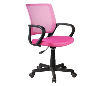 Scaun de birou ozz, pentru copii, 53x56,5x81-93 cm, stofa si plasa, in inaltime reglabil, roz, cu cotiere