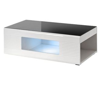 Vent de masa canapea, alb si negru, 120x64x40 cm, MDF, cu spatiu de depozitare