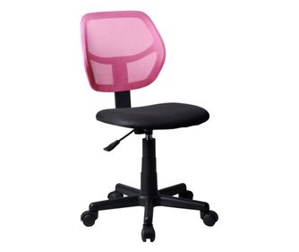 Scaun de birou Alex, pentru copii, 40x50x81-86 cm, stofa si plasa, reglabil dreapta, roz