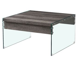 Masuta de cafea Nela, 80x80x45 cm, blat gri, pagini sticla