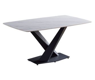Masa SIRIUS 2, WeeAz, 180x90x76 cm, blat din gresie portelanata, model marmura, picioare metalice