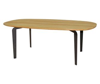 Masuta de cafea Kadena, maro si neagra, 110x60x40 cm, blat din stejar masiv, margini rotunjite, picioare metalice