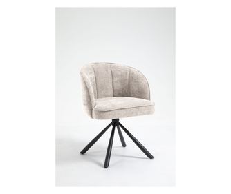 Scaun de sufragerie helkan, set de 2, bej, 62x62x82 cm, captusit, cotiere, placa rotativa 180° in picior, picioare metalice