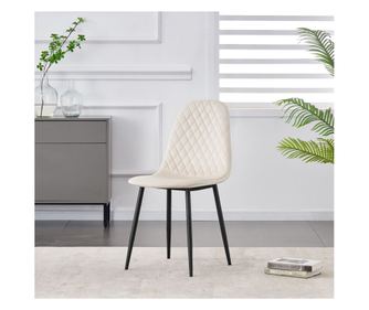 Scaun de sufragerie Moji, 4-Set, bej, 42,5x40x90 cm, captusit, vopsit cu pulbere, picioare metalice