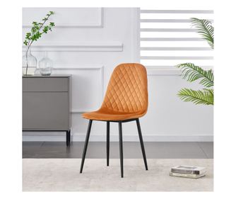 Scaun de sufragerie Moji, 4-Set, portocaliu, 42,5x40x90 cm, captusit, vopsit cu pulbere, picioare metalice