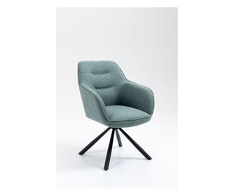 Set 2 scaune de sufragerie Cody, turcoaz, 63x61x88 cm, rotative, stofa + metal