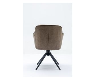 Set 2 scaune de sufragerie Classy, 60x64x85 cm, captusite, gri, rotative 180°, picioare metalice, cu cotiere