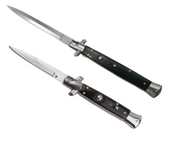 Set 2 avtomatskih lovskih nožev IdeallStore, Italian Blade, Stiletto, nerjaveče jeklo, črna