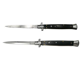Set 2 avtomatskih nožev IdeallStore, Italian Blade, Stiletto, nerjaveče jeklo, črna