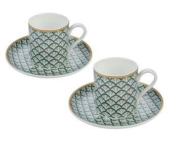 Комплект за кафе еспресо - 2 чаши и 2 чинийки,Алба