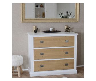 Bufeta Pigo, 111x55x95, alb+natural, lemn masiv+MDF