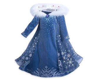Costum Elsa cu guler blana pentru fete 3-4 ani 104 cm