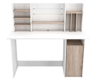 Birou de birou Kuala, 134,8x50,1x73,7, alb+stejar, PAL