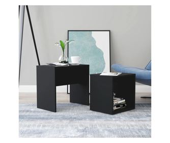 Set stolića za kavu, crni, 48x30x45 cm, iverica