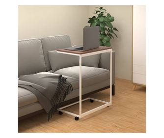 Bočni stolić s kotačima, bijeli, 55x35x70 cm, obrađeno drvo