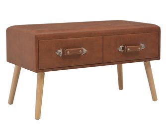 Stolić za kavu, smeđi, 80 x 40 x 46 cm, ekološka koža