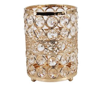 Pufo Fame elegáns állványrendező sminkecsetekhez, rúzsokhoz, ékszerekhez, metál, 12 cm, arany