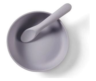 Комплект Силиконова Купа С Вакуум И Лъжичка Виолетов Vital Baby