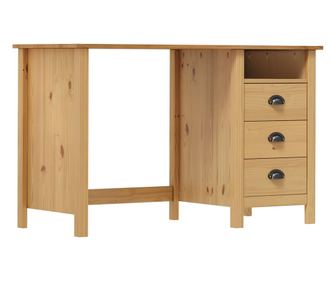 Pisarna Hill Range s 3 predali, 120x50x74 cm, masivno borovo les.