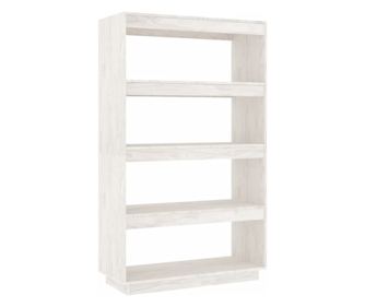 Fehér könyvespolc/szoba elválasztó 80x35x135 cm, tömör fenyőfa