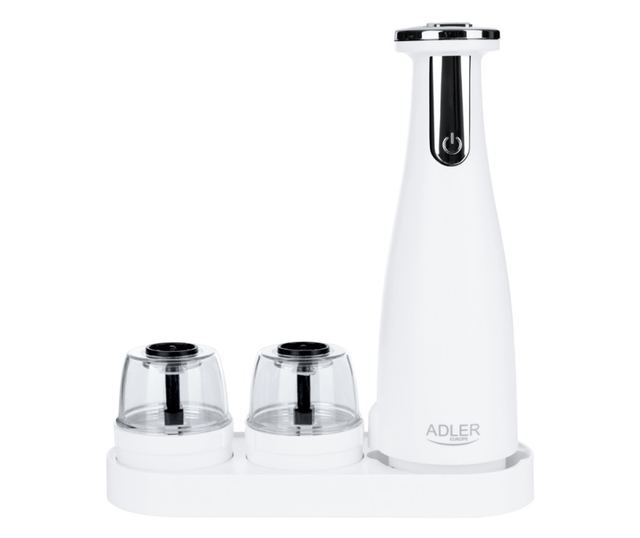 Електрически мелнички Adler AD 4449W, 3 бр, 150 мл, USB, Li-Ion 1500mAh, Керамични остриета, Бял