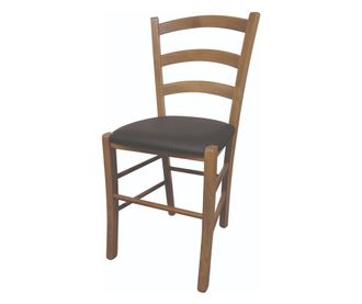 Set 2 scaune de sufragerie din lemn PEAZA, din lemn de fag si sezut tapitat din piele artificiala, 43x43x86 cm