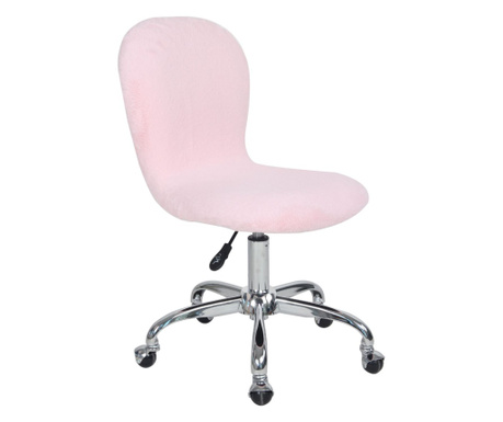 Офис стол пух, розов, 46x53x78/88 см, подплатен, въртящ се и във висок регулируем, хромиран фюз