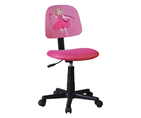 Детски офис стол лети, розово, мрежести и пяна, хромирана рамка, въртяща се и регулируема височина, 38x45x77-89 cm