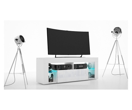 TV Sideboard Modena, White High Gloss, с рафтове, 140x34x50 cm