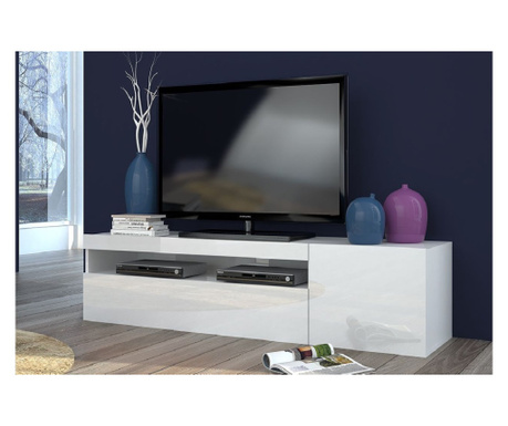 TV Sideboard Piva, бял висок гланц, с рафтове, 155x40x45 cm