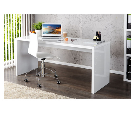 Filly Desk, бял лъскав, 140x60x75 см в модерен дизайн
