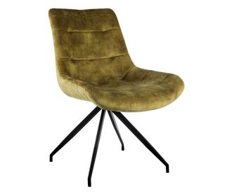 Set 2 scaune de sufragerie LENNYA, 62x55x85 cm, tapitat, cadru metalic negru, verde