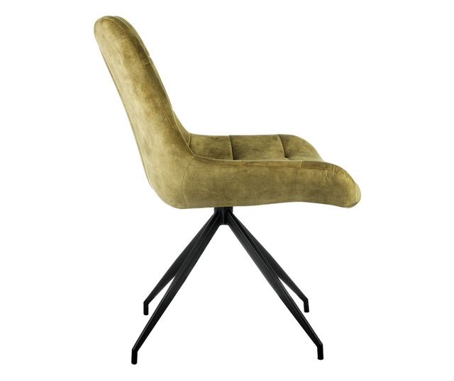 Set 2 scaune de sufragerie LENNYA, 62x55x85 cm, tapitat, cadru metalic negru, verde