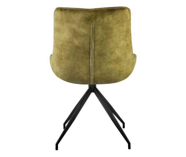 Set 2 scaune de sufragerie LENNYA, 62x55x85 cm, tapitat, cadru metalic negru, verde