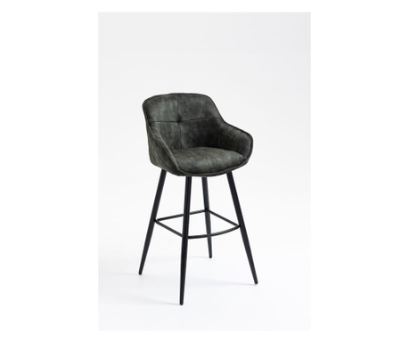 Бар столче шерид, комплект от 2, тъмна паша, метална рамка, прахообразно покритие, 52.5x51x102 cm
