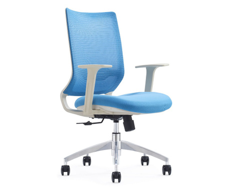 Офис стол Makau, регулируем, въртящ се, синьо, бяло, 69x66x105/115 cm