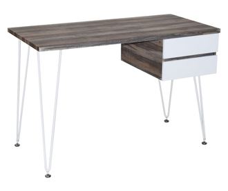 Birou Tara, alb si nuc, 120x60x76 cm, cu doua sertare