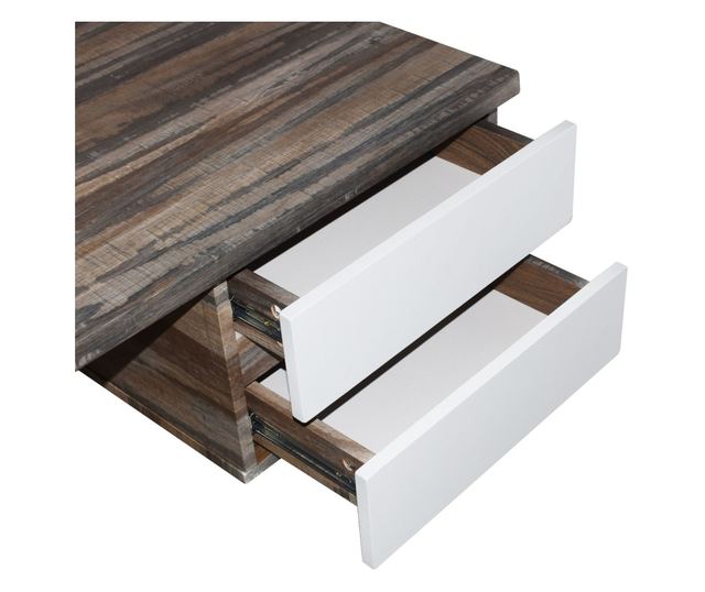 Birou Tara, alb si nuc, 120x60x76 cm, cu doua sertare
