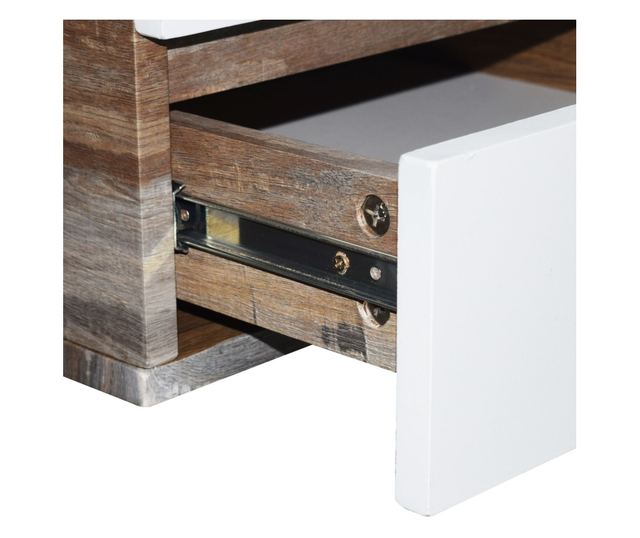 Birou Tara, alb si nuc, 120x60x76 cm, cu doua sertare