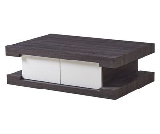 Masuta de cafea Giron, alb si gri, 110x70x35 cm, cu doua sertare