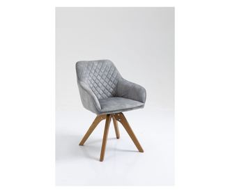 Set 2 scaune de sufragerie Gleb, gri, stofa + metal, 59x60x86 cm, rotative, cu cadru din lemn masiv, gri
