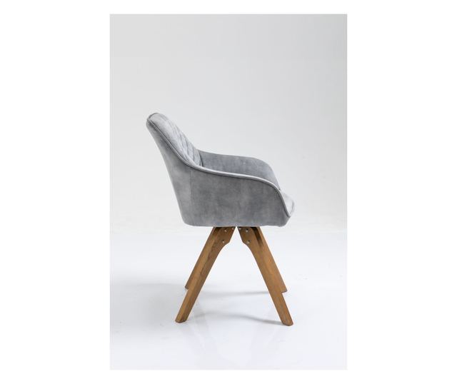 Set 2 scaune de sufragerie Gleb, gri, stofa + metal, 59x60x86 cm, rotative, cu cadru din lemn masiv, gri