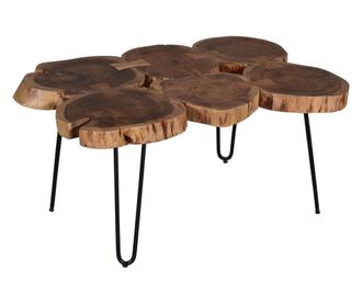 Masuta de cafea hexagonala, salcam, 100x65x45 cm, blat in sase parti, picioare metalice