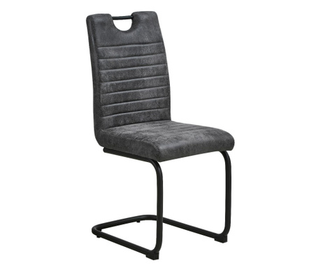 Стол за трапезария с топла, комплект от 2, антрацит, 42x57x97.5 см, подплатен, разкъсан гръб с дръжка, метална рамка, метална ра