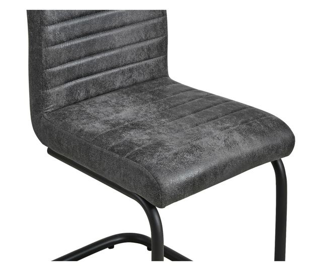 Scaun de sufragerie Toplar, set de 2, antracit, 42x57x97,5 cm, captusit, spatar cu maner, cadru metalic, cadru metalic